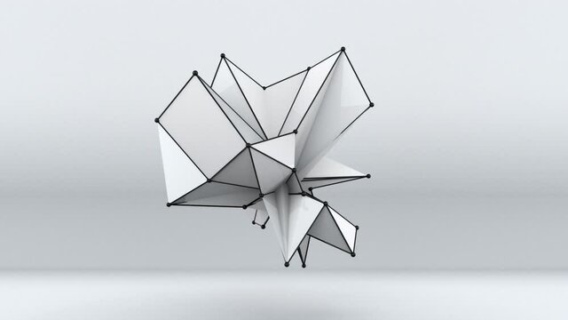 3D rendering fractal shape on white, computer generated abstract asymmetric backdrop