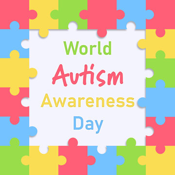 World Autism Awareness Day square social media post illustration