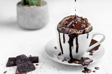 cup of chocolate on white background