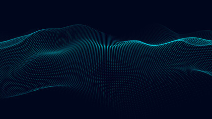 Abstract gradient wave of particles. Big data. Digital background. Futuristic vector illustration.