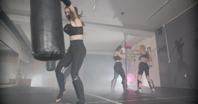four girls boxing