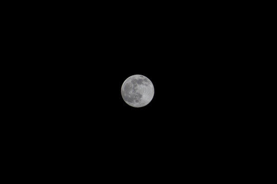 Full Moon . Black and white photo.