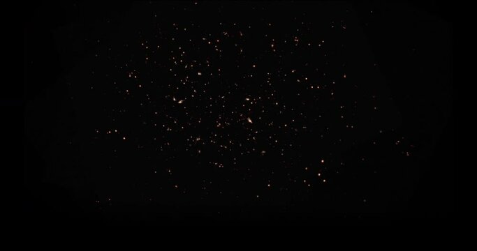 Powerful Explosion Rising From Ground. Flying Particles. 4K VFX Element Black Background With Luma Channel.