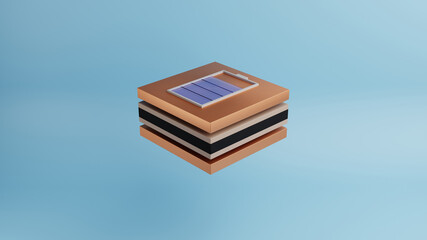 Framgent layers of solid state battery. The concept of research and development of new batteries for energy storage.