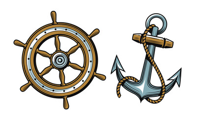 Nautical concept. Set of objects vector illustration © ~ Bitter ~