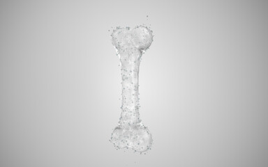Bone with biology structure lines, 3d rendering.