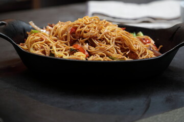Indian version of Chinese Vegetarian Chow mein - Indo-Chinese Chow mein