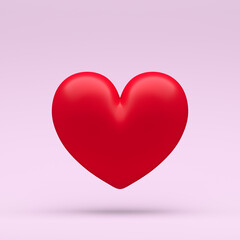 3d couple of hearts on extra light pink pastel background with clear shadow illustration. 3d render love or like.
