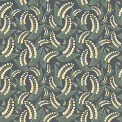 Seamless botanical neutral pattern with yellow fruits
