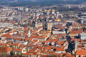 Fototapeta na wymiar View of the Celje town in Slovenia