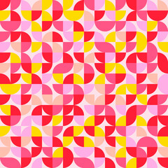 Yellow Pink Abstract Seamless Pattern. Vector Yellow Pink Strawberry Quarters Pattern. Yellow Pink Abstract Pattern.