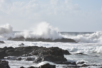 The sea demonstrating its power agains the cliffs