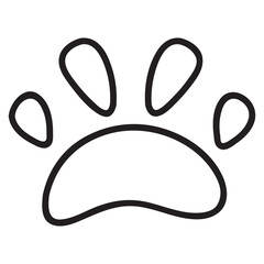 Dog footprint. Animal paw print.Isolated on white background.Doodle sketch style vector illustration.