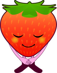 礼をするかわいいいちごのキャラクター