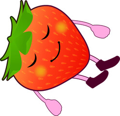 寝ているかわいいいちごのキャラクター