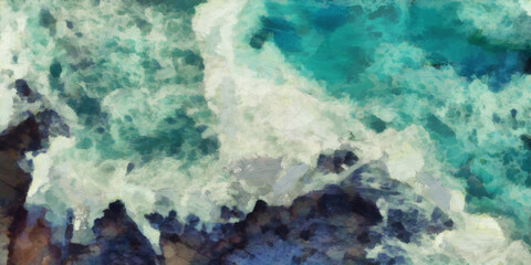 Beautiful sea waves. Top view. Artistic work
