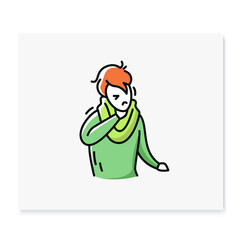 Sore throat color icon.Allergy and influenza symptom.Health problem.Isolated vector illustration