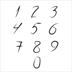 uppercase Arabic numerals. black and white signs. handwritten numbers. To write a phone number, address. vector eps 10.
