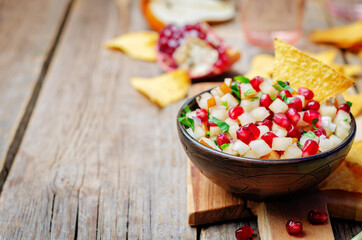 Pomegranate red onion parsley pear salsa