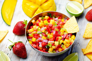 Strawberry mango pepper salsa