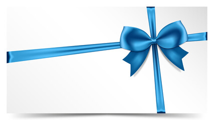 Voucher design with blue bow and ribbon