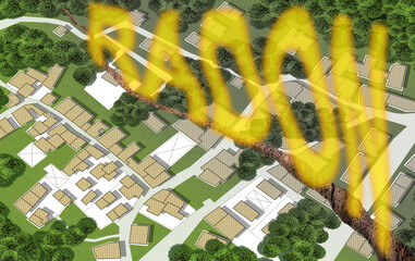 A cracked land map with radon gas escaping from underground - dangerous radon gas in the subsoil of...
