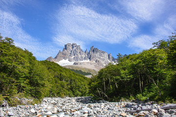 Stunning mountain scenery in the beautiful Cerro Castillo Reserve, Aysen, Patagonia, Chile