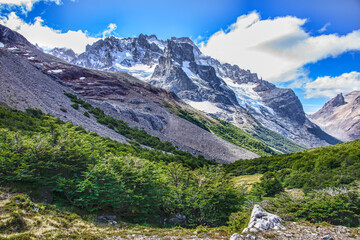 Fototapeta na wymiar Epic mountain scenery in the beautiful Cerro Castillo Reserve, Aysen, Patagonia, Chile
