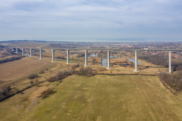 Hungary - Aerial view of Koroshegy Viaduct in Balaton