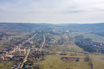 Fototapeta na wymiar Hungary - Aerial view of Koroshegy Viaduct in Balaton