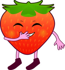 クスクス笑うかわいいいちごのキャラクター