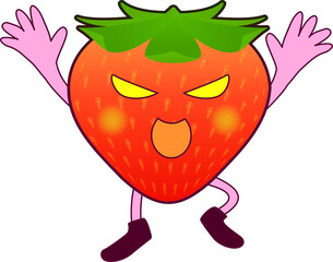 襲いかかるかわいいいちごのキャラクター