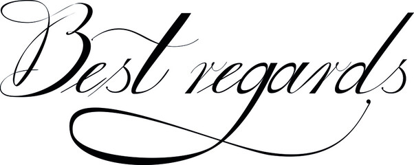 The phrase best regars. One word. Calligraphy Copperplate text. Design print for t-shirt, pins, badges, sticker, greeting card, banner. Vector illustration pink and white. ego
