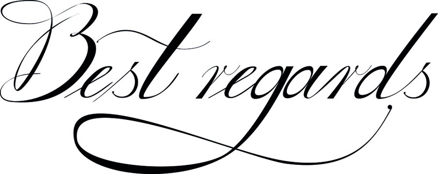 The phrase best regars. One word. Calligraphy Copperplate text. Design print for t-shirt, pins, badges, sticker, greeting card, banner. Vector illustration pink and white. ego