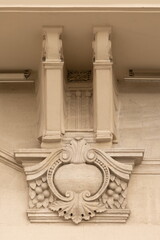 Elements of architectural decorations of buildings, columns and tops, gypsum stucco molding, wall texture and patterns. On the streets in Istanbul, public places. © Kozlik_mozlik