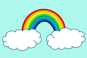 Colorful rainbow illustration with clouds