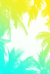 Fototapeta na wymiar Neon 80s style palm leaf background