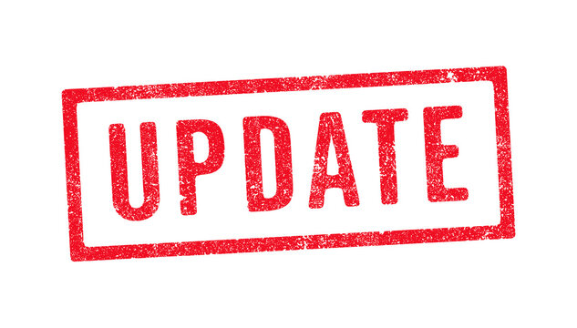 Vector illustration of the word Update in red ink stamp