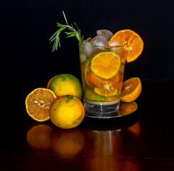 Typical Brazilian caipirinha with sugar lemon, cachaça and ice, to accompany the feijoada and torresmo