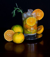 Typical Brazilian caipirinha with sugar lemon, cachaça and ice, to accompany the feijoada and torresmo