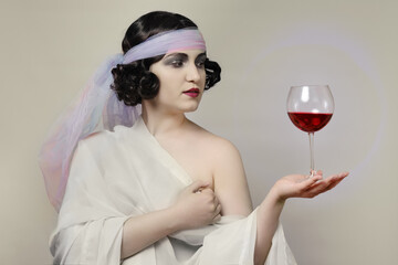 woman with wine