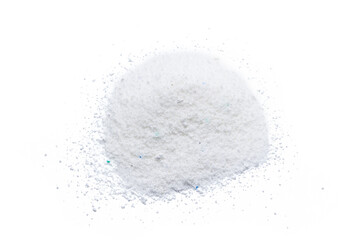 washing powder heap isolated on white background. washing detergent cut out