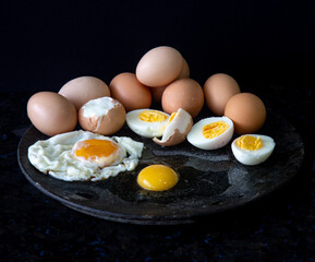 Eggs at various stages of maturation, food rich in healthy protein
