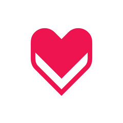 Red heart logo design, abstract love icon, isolated on white background
