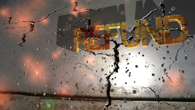 Grunge refund text on the wall