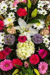 composition of a bouquet or center of flowers