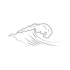 Ocean, sea wave, linear water splash, vector illustration.