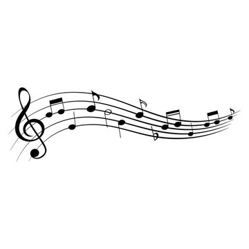 Music notes, isolated musical element, vector illustration.