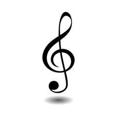 Music note clef, key, isolated vector illustration.