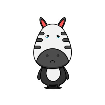 cute illustration of sad zebra